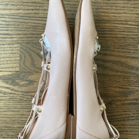 Halogen Owen Blush Leather Ankle Tie Flats - Picture 5 of 6